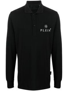 Philipp Plein рубашка поло с длинными рукавами и нашивкой-логотипом
