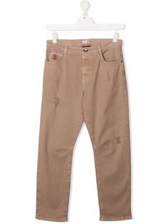 Brunello Cucinelli Kids джинсы с эффектом потертости и завышенной талией