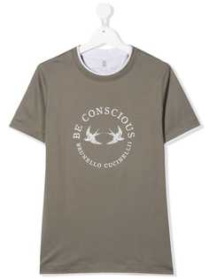 Brunello Cucinelli Kids футболка Be Conscious с логотипом