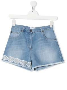 Ermanno Scervino Junior джинсовые шорты с кружевом