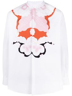 Valentino рубашка с воротником-стойкой и цветочным принтом