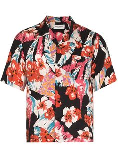 Saint Laurent рубашка с цветочным принтом