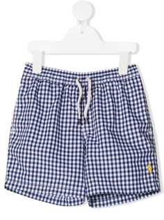 Ralph Lauren Kids плавки-шорты в клетку гингем с вышитым логотипом