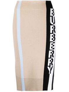 Burberry трикотажная юбка миди с логотипом
