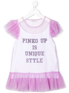 Pinko Kids платье с тюлем и принтом