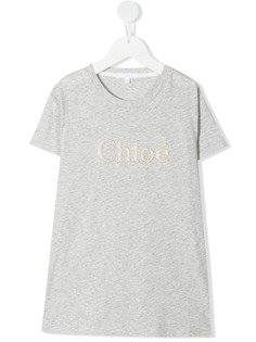 Chloé Kids футболка с вышитым логотипом