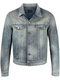 Saint Laurent джинсовая куртка с прорезями