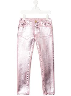 Versace Kids джинсы скинни с эффектом металлик