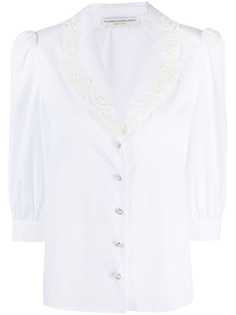 Alessandra Rich рубашка с вышивкой на воротнике