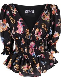 Versace Jeans Couture укороченная блузка с пышными рукавами