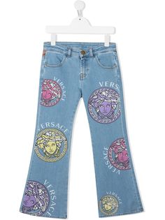 Versace Kids расклешенные джинсы с принтом Medusa