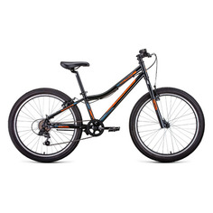 Велосипед Forward Titan (2021) горный (подростк.) рам.:12" кол.:24" черный/ярко-оранжевый 14.1кг (RB