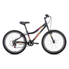Велосипед Forward Iris 24 1.0 (2021) горный (подростк.) рам.:12" кол.:24" темно-серый/розовый 14кг (
