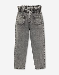 Серые джинсы Paperbag для девочки Gloria Jeans