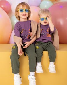 Фиолетовая футболка oversize с принтом Cool dino для мальчика Gloria Jeans