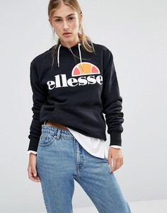 Oversize-пуловер с капюшоном и логотипом спереди Ellesse-Черный