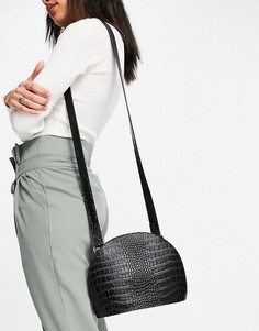 Черная сумка через плечо с эффектом крокодиловой кожи ASOS DESIGN-Черный цвет