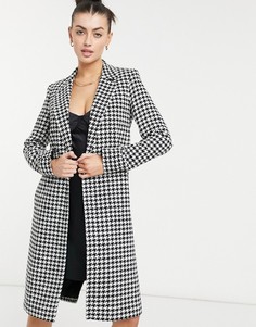 Черно-белое пальто с узором "гусиная лапка" в университетском стиле Helene Berman-Многоцветный