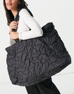 Большая черная стеганая сумка Selected Femme-Черный цвет