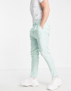 Мятно-зеленые классические брюки суженного книзу кроя изо льна ASOS DESIGN-Зеленый цвет