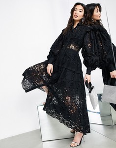 Черное платье-рубашка с вышивкой ришелье ASOS EDITION-Черный цвет