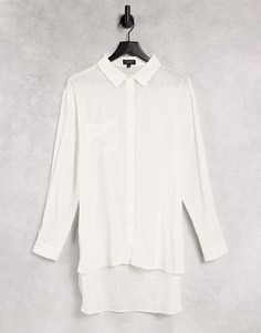 Светло-бежевая пляжная рубашка свободного кроя от комплекта South Beach-Белый