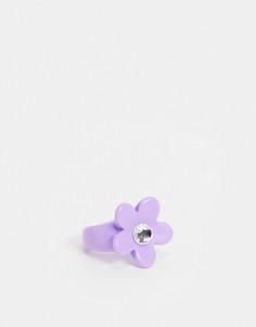 Пластиковое кольцо в виде фиолетового цветка ASOS DESIGN-Фиолетовый цвет