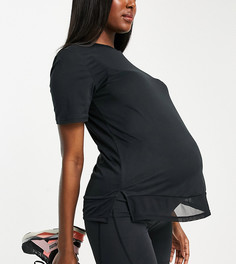Черная футболка с сетчатым низом South Beach Maternity-Черный цвет