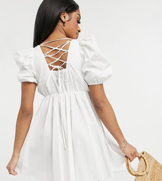 Белое платье мини с присборенной юбкой и шнуровкой Y.A.S Petite-Белый