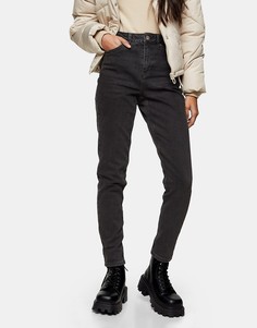 Суженные книзу джинсы черного выбеленного цвета в винтажном стиле Topshop-Черный цвет