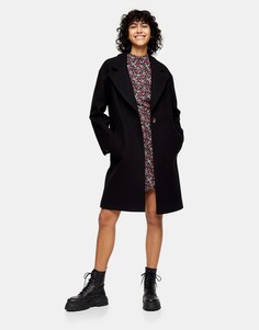 Черное классическое пальто миди Topshop-Черный цвет
