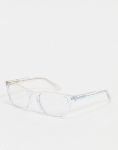 Солнцезащитные очки в стиле унисекс в прямоугольной голографической оправе с защитой от синего излучения Quay Hardwire Mini-Прозрачный
