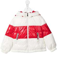 Moncler Enfant пуховик со вставками и капюшоном