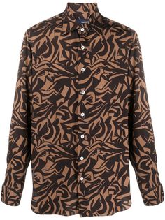 Lardini рубашка с заостренным воротником и абстрактным принтом