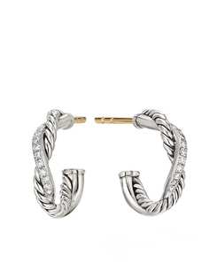 David Yurman серьги-полукольца с бриллиантами