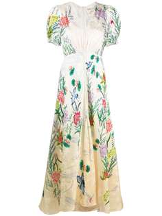 Saloni расклешенное платье миди с цветочным принтом
