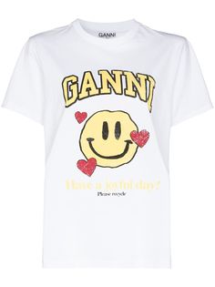 GANNI футболка с принтом Smiley