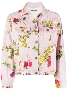 Semicouture джинсовая куртка с цветочным принтом