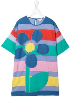 Stella McCartney Kids платье в полоску с цветочной аппликацией