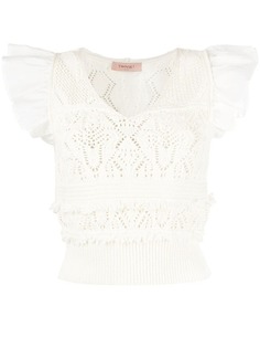 TWINSET вязаный топ с оборками
