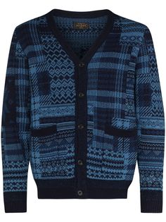 BEAMS PLUS жаккардовый кардиган с V-образным вырезом