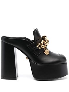 Versace мюли на платформе с цепочкой