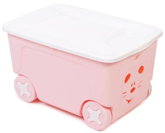 Ящик для хранения игрушек LITTLE-ANGEL Cool, на колесах, 50 л, розовый (LA1032RSP)