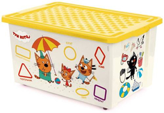 Ящик для хранения игрушек LITTLE-ANGEL "Три кота: Обучайка - читай", 57 л (LA1227)