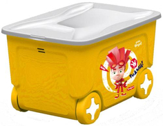 Ящик для хранения игрушек LITTLE-ANGEL "Фиксики", 50 л, на колесиках, желтый (LA1323)