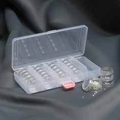 Контейнер для рукоделия, со съёмными ячейками, 25 баночек d = 3 см, 19 × 9,5 × 4 см, цвет прозрачный Арт Узор