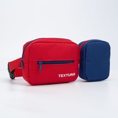 Сумка детская поясная, 2 отдела на молнии, наружный карман, длинный ремень, цвет красный/синий Textura