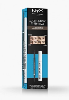 Набор для макияжа бровей Nyx Professional Makeup "MICRO BROW ESSENTIALS", ASH BROWN