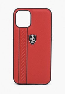 Чехол для iPhone Ferrari 12 mini (5.4), Off-Track Genuine leather Stitched stipe Red