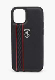 Чехол для iPhone Ferrari 12 mini (5.4), Off-Track Genuine leather Stitched stipe Black